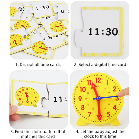 Children Clock Learning Toys Hour Minute Second Cognition Matching Puzzle Toys Preschool Teaching Aids For Kids Gifts as shown