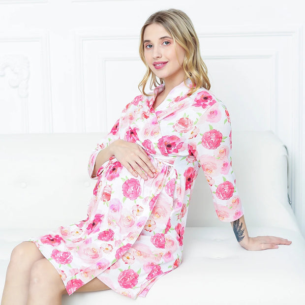 Pregnancy Pajamas Sleepwear Baby Swaddle Wrap Headband 3PCS Set Mom