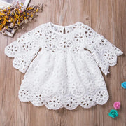 Fashion Family Matching Clothes Mother Daughter Dresses White Hollow