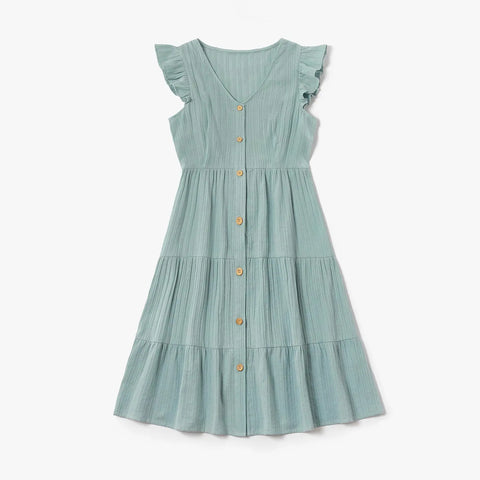 PatPat New Arrival Summer Cotton Solid Ruffle Matching Dresses