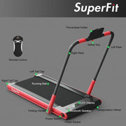 2-in-1 Folding Treadmill with Remote Control and LED Display-Red - Color: Red