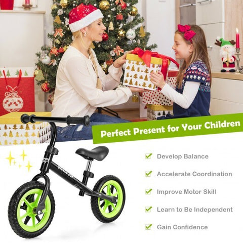 Kids No Pedal Balance Bike with Adjustable Handlebar and Seat-Black - Color: Black