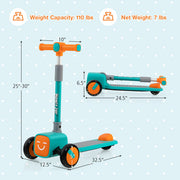 Folding Adjustable Kids Toy Scooter with LED Flashing Wheels Horn 4 Emoji Covers-Blue