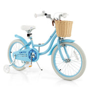 18-Inch Kids Bike with Training Wheels and Adjustable Handlebar Seat-Blue