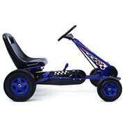 4 Wheels Kids Ride On Pedal Powered Bike Go Kart Racer Car Outdoor Play Toy-Blue - Color: Blue