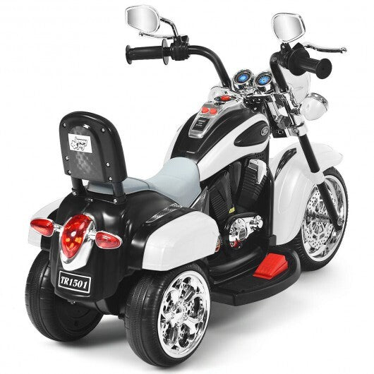 6V 3 Wheel Kids Motorcycle-White - Color: White