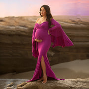 Vestido de maternidad con mangas con volantes Vestido largo Vestido de fotografía