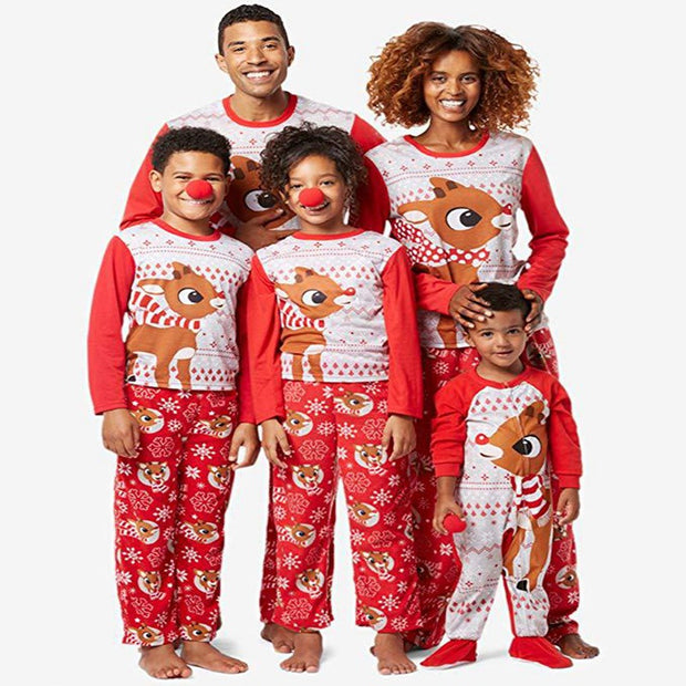 Outfits Weihnachten Familie Passende Pyjamas Männer Frauen Kinder Baby Nachtwäsche Niedlichen Fuchs Muster Säuglingsspielanzug Familie Kleidung Set