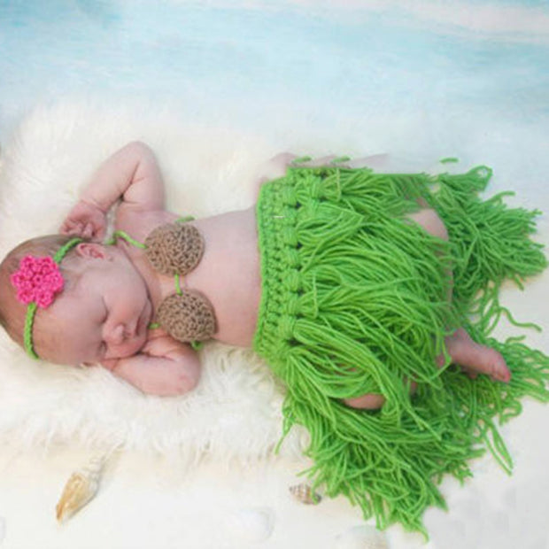 New European And American Children's Photography Clothing Newborn Sweater Suit Wool Knitting Baby Costume For Taking Photo Grass Skirt