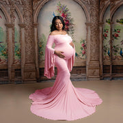 Maternity Ruffle Sleeve Trailing Dress Long Dress Photography Dress