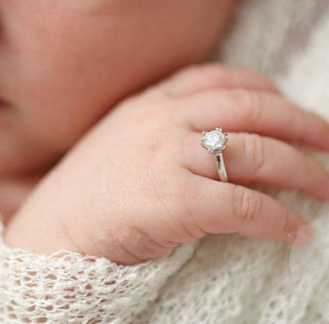 Fotografía de recién nacido, anillo de bebé con diamantes de imitación, accesorios de estudio fotográfico