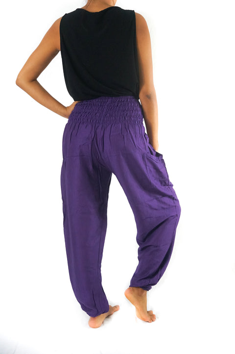 Púrpura Mujeres Boho Pantalones Hippie Pantalones Yoga Pantalones Harem