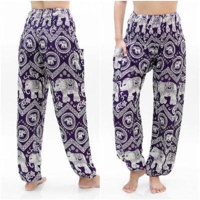 Pantalones Púrpura ELEFANTE Mujeres Boho Pantalones Hippie Pantalones Yoga