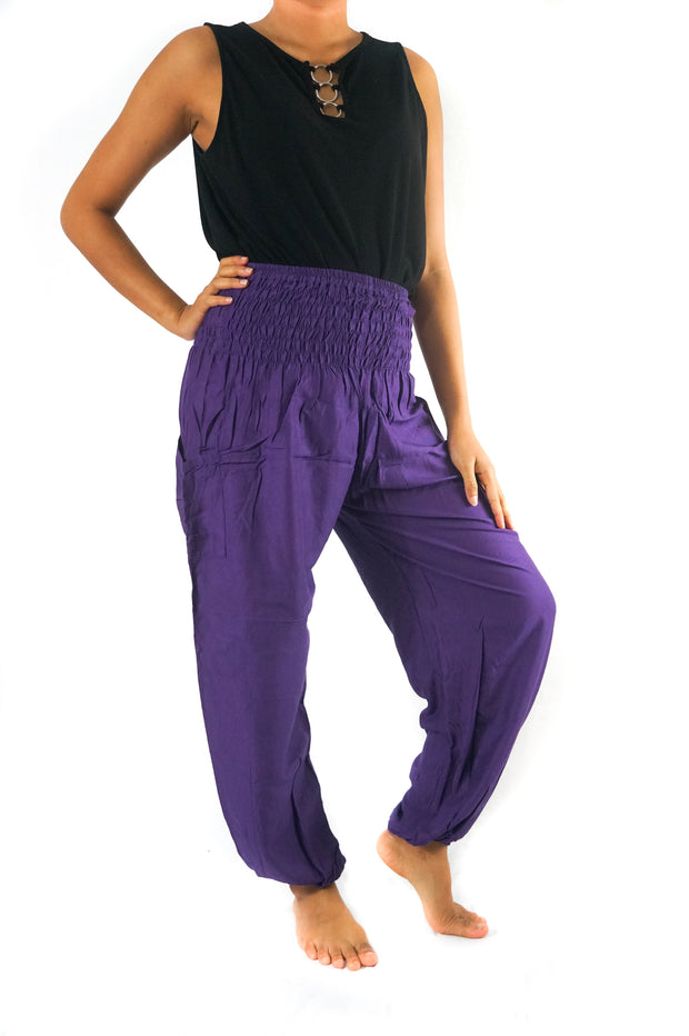 Púrpura Mujeres Boho Pantalones Hippie Pantalones Yoga Pantalones Harem