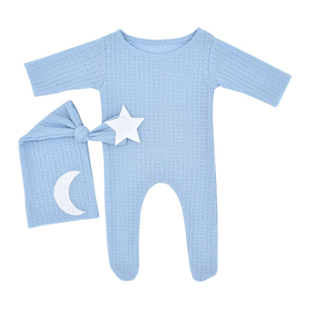 Newborn Photography Stars And Moon Decoration Knitted Jumpsuit