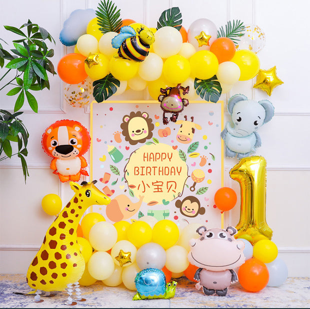 Baby One Year Old Happy Birthday Party Background Wall