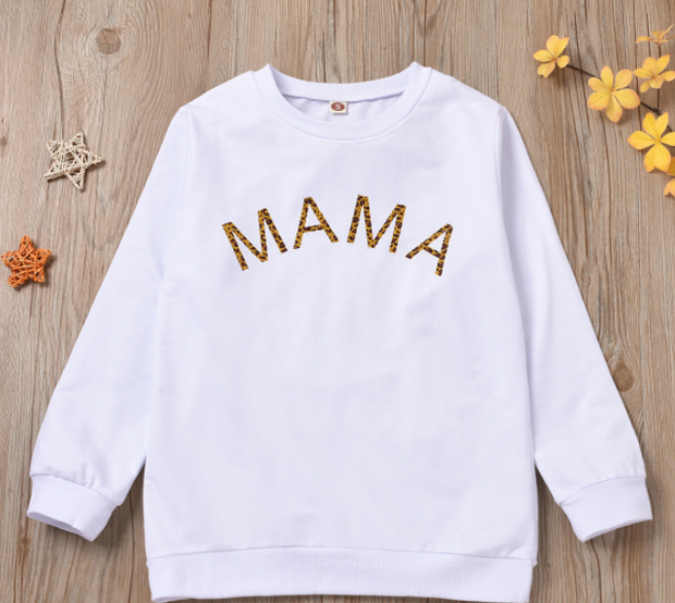 Spring Autumn Mom and Me Family Matching Sweatshirt Baby Girls Letter Print Long Sleeve Pullover Top Hoodie Clothes