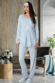 Shopymommy 5569 Guipure 3-Pieces Maternity & Nursing Pajamas With