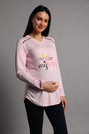 Shopymommy 5345 My Baby Conjunto de camiseta y mallas premamá rosa