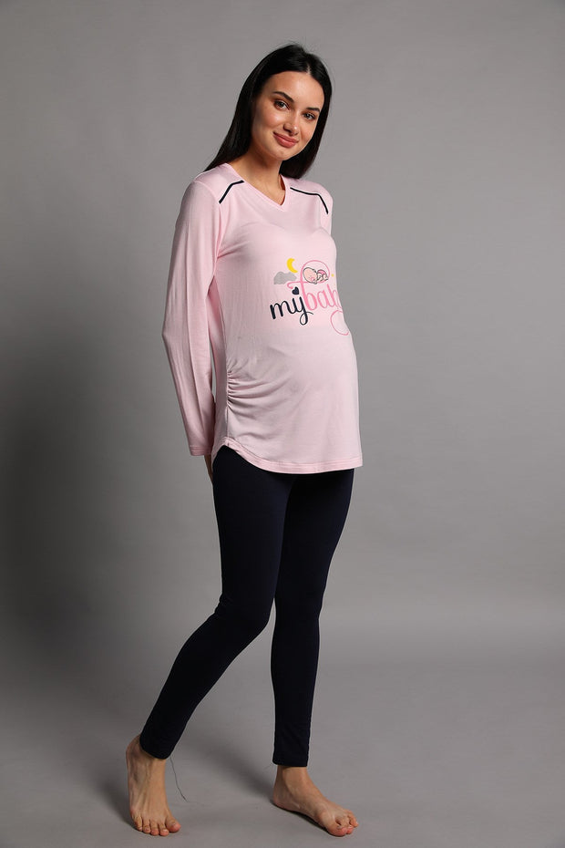 Shopymommy 5345 My Baby Umstands-T-Shirt und Strumpfhosen-Set, Rosa