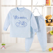 Color: Blue bike, Size: 55number - Children's cotton pajamas set