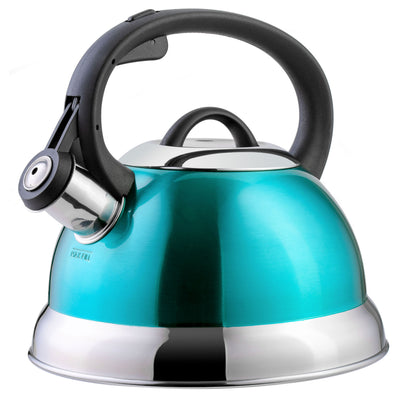 Mr. Coffee Flintshire 1.75 Quart Whistling Stovetop Tea Kettle in Turquoise