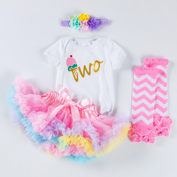 Baby girl baby birthday dress alphabet romper