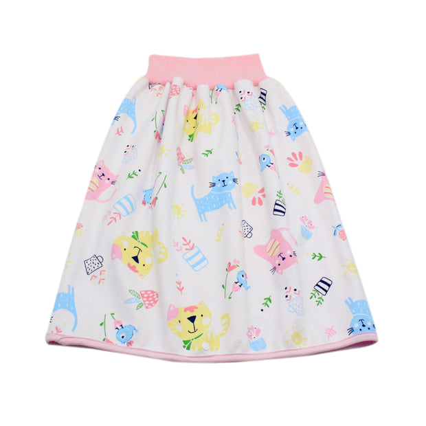 Color: Gato, Tamaño: S - Falda de pañales para niños Falda de pañales impermeable para bebés