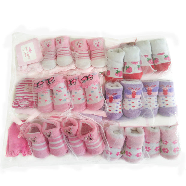 Caja de regalo con juego de guantes y calcetines para bebé recién nacido