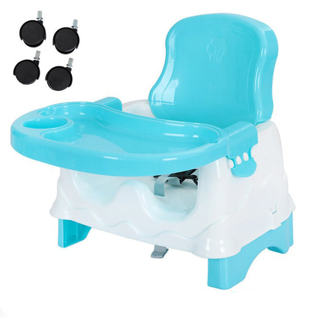 Color: Blue universal wheel - Multifunctional Folding Home Portable Seat High-Back Universal Chair