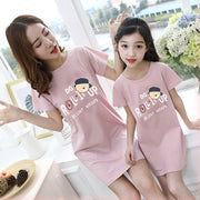 style: A, Size: 175 - In Summer, Girl'S Short Sleeved Nightgown Is Worn By Mother, Child And Daughter