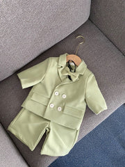 style: Green shorts, Child size: 140cm - Children's Clothing, Boys' Double-breasted Suits, Children's Small Suits, Flower Girl Performances, Boy Dresses