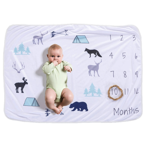 Color: Animal ring, Size: 76X102cm - Baby monthly milestone anniversary blanket Baby photo photography props photo growth commemorative blanket