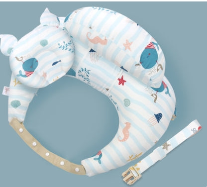 Color: Azul con almohada - Almohadas de lactancia Bebé Maternidad Lactancia Cojín ajustable multifunción Alimentación para recién nacidos Funda lavable en capas