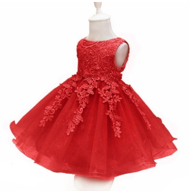 Vestido de bebé niño, disfraz de fotografía de cien días de antigüedad, vestido de princesa rojo grande de encaje