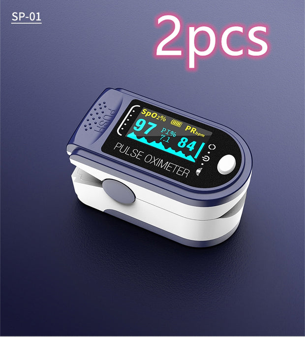 Color: Blue 2pcs - Portable Blood Oxygen Monitor Finger Pulse Oximeter
