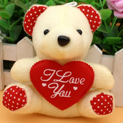 Color: White, Size: 12cm-B, style:  - Colorful glowing hug bear doll love teddy bear plush toy