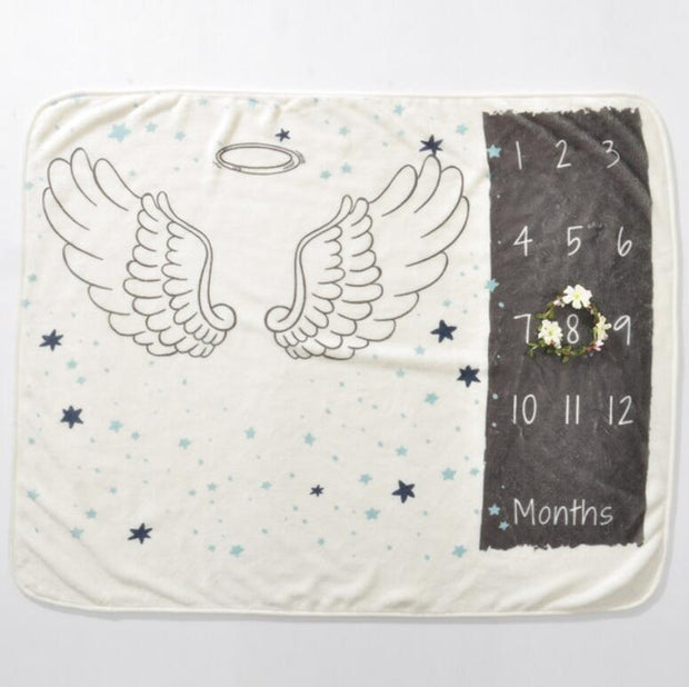 Color: Ángel, Tamaño: 76X102 cm - Manta de aniversario de hito mensual para bebé Accesorios de fotografía de bebé manta conmemorativa de crecimiento de fotografía