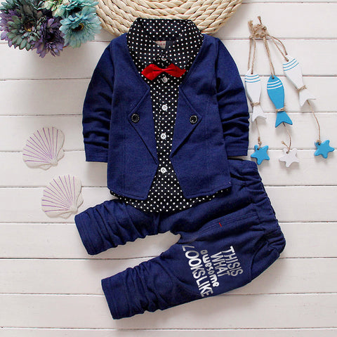 Color: Going green, Size: 110 - Children's Children's Suit Bow tie Sweater Small Trousers