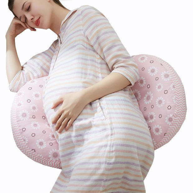 Color: Polvo de gato - Almohada para mujeres embarazadas de primavera y verano, almohada para dormir lateral en la cintura, almohada en forma de U, almohada multifunción para el embarazo, soporte para el estómago, productos para bebés