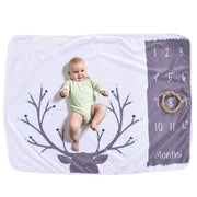 Color: Antler, Size: 76X102cm - Baby monthly milestone anniversary blanket Baby photo photography props photo growth commemorative blanket
