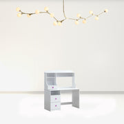 47-Zoll-rechteckiger Schreibtisch aus weißem Gummibaumholz mit zwei Schubladen