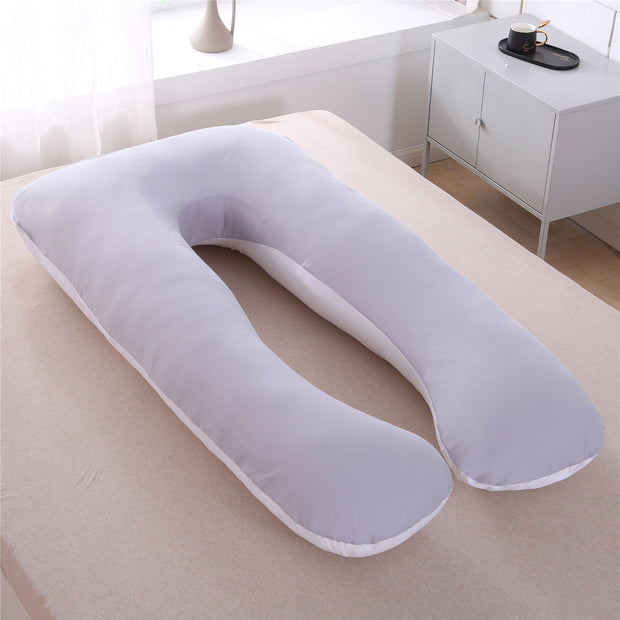 Color: Grey White, style: 1.3kg - Pure Cotton Pure Color Maternity Pillow U Type