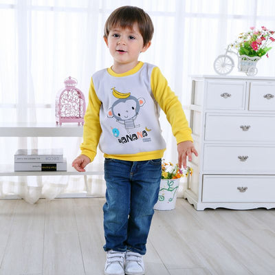 style: 15 Style, Child size: 80cm - Children's Long-sleeved Sweater Round Neck Bottoming Shirt Suit