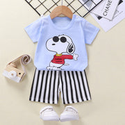 Color: M04, Size: 130cm - Baby T-shirt shorts cotton two-piece suit