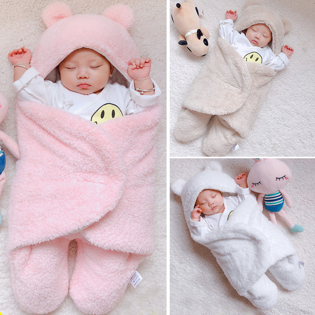 Baby Sleeping Bag Envelope for Newborn Baby Winter Swaddle Blanket - Color: Flesh pink, style: 9M