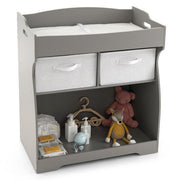 Baby Changing Table with 2 Drawers and Large Storage Bin-Gray