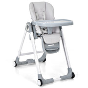 Baby Folding Convertible High Chair with Wheels and Adjustable Height-Beige