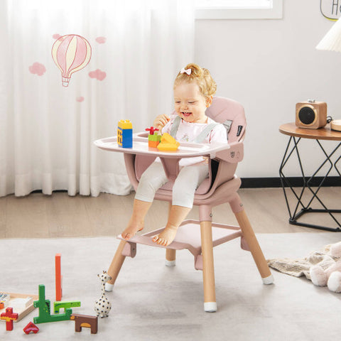 6-in-1 Baby High Chair with Removable Dishwasher and Safe Tray-White