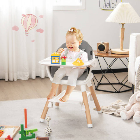 6-in-1 Baby High Chair with Removable Dishwasher and Safe Tray-White